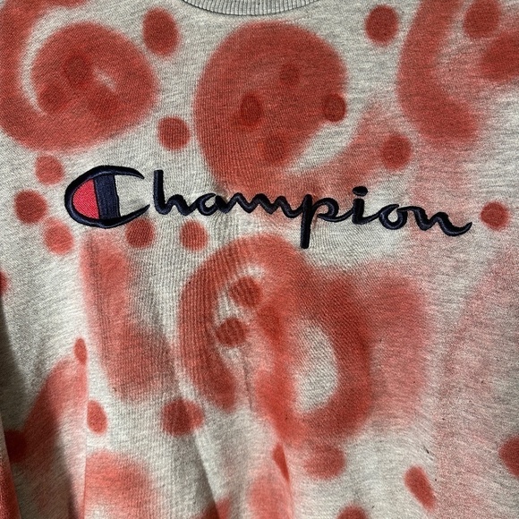 Champion 90s Style Graffiti Sport Athletic Gray Long Sleeve Workout Sweater - Picture 7 of 9